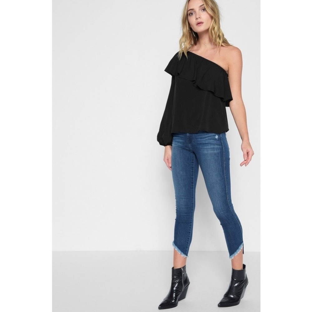 Black One-Shoulder Ruffle Top - Women